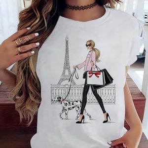 Shopping in Paris women's t-shirt